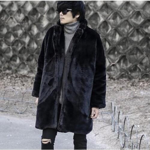 Loose fur leather coats mens warm faux mink fur leather jackets men autumn clothes winter thicken jaqueta de couro fashion black