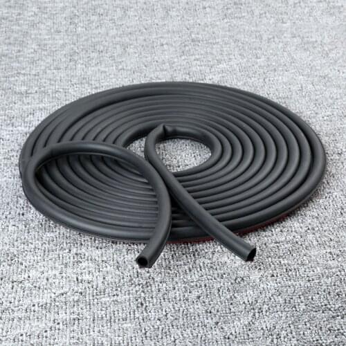 8M Universal Small D-shape Car Truck Door Window Engine Rubber Seal Weather Strip Hollow Adhesive Sealing Strip Sound Insulation
