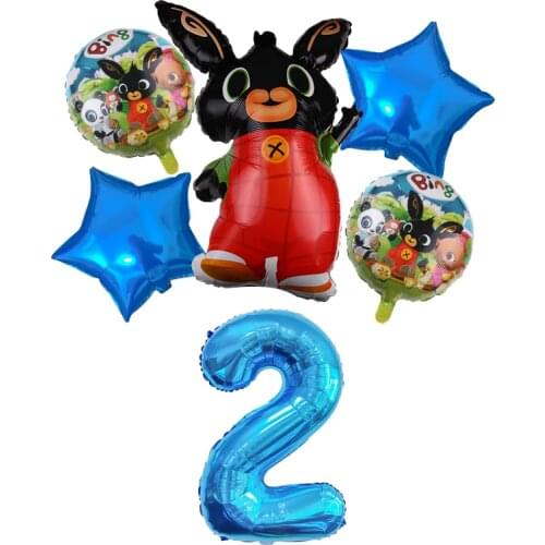 6 Pieces Of Animal Cartoon Rabbit Balloon Digital Aluminum Film Balloon Baby Birthday Party Decoration Children Party Toy Happy