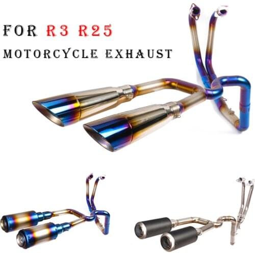 Slip on For Yamaha R25 R3 Full Motorcycle Exhaust System Double Muffler Modified With Front Middle Stainless Steel Link Pipe