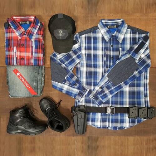 WZJP Scottish plaid shirt hunting shirt lovers wear outdoor breathable jeans
