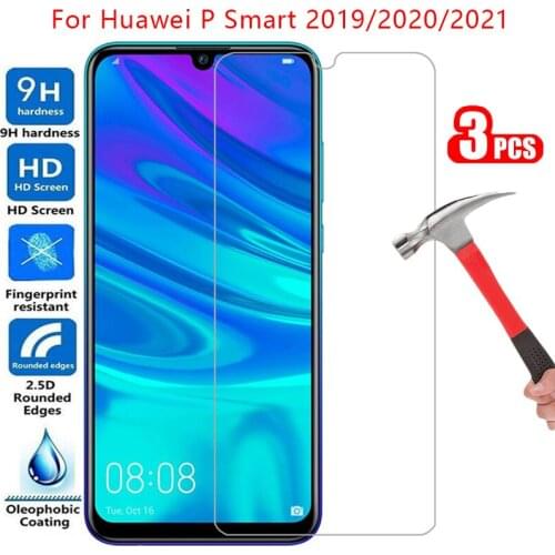 Protective tempered glass for huawei p smart 2021 2020 2019 screen protector on psmart smar smat samrt safety film huawey huwei