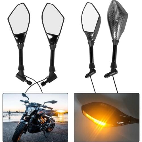 2Pcs/Pair LED Turn Lights Side Mirrors Turn Signal Indicator Rearview Mirror Motorcycle For Honda Suzuki Kawasaki Ducati Yamaha