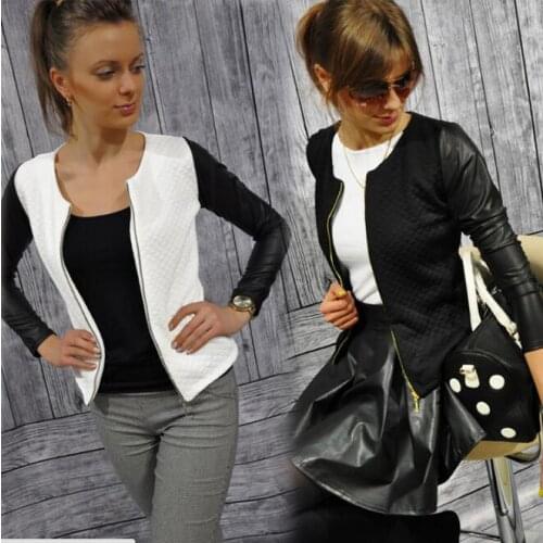 Zoulv Punk Style Bandage Women Pu Leather Jacket Coat Crop Tops Women Basic Coats Jackets Spring Black Zipper Crop Pu Jacket