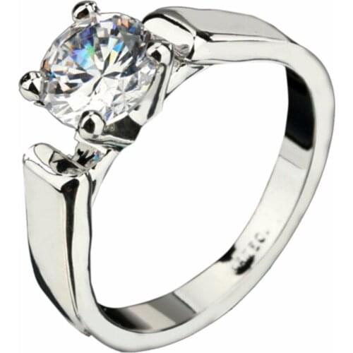 Women Cubic Zirconia Rings Silver Gold Color Engagement Wedding Rings Zirconia Silver Stone Ring Jewelry Gift for Female