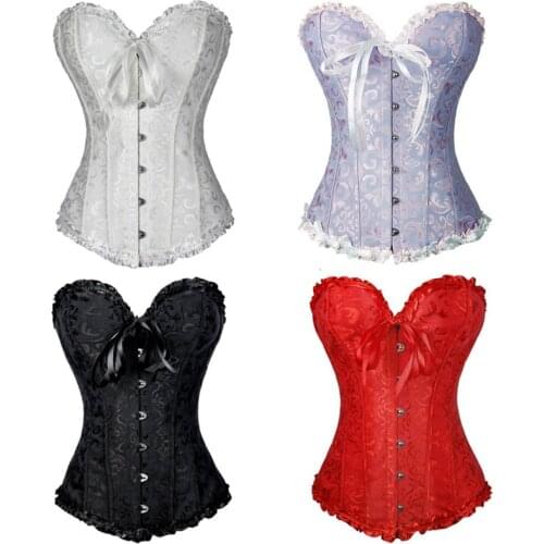 S-6XL Women Fashion Sexy Jacquard Satin Waist Trainer And Bustiers Lingerie Underwear Corsets Shapewear Plus size Corselet