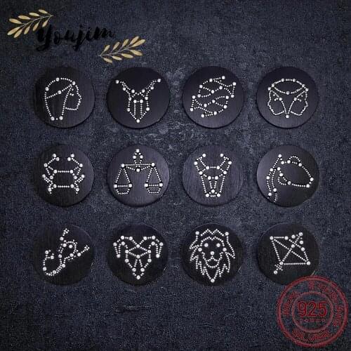 Fashion Trend Women Zircon Black 12 Constellation Pendant Necklace Luxury 925 Silver Monaco Exquisite Jewelry Gift