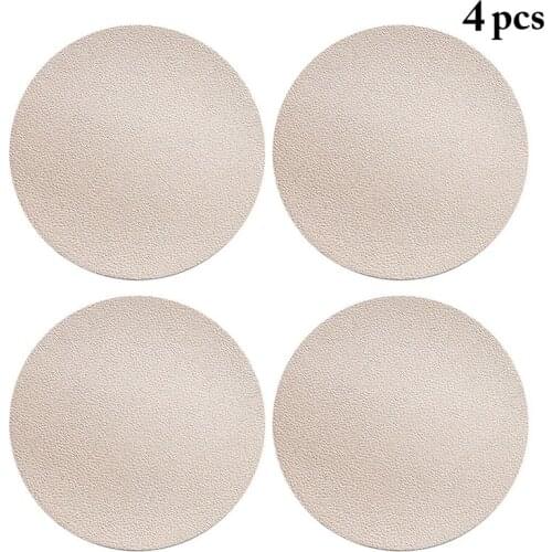 4PCS/Set Drink Mat Faux Leather Solid Color Round Coaster Mat Cup Mat for Restaurant Table Decor Cup Mat Pad Table Accessories