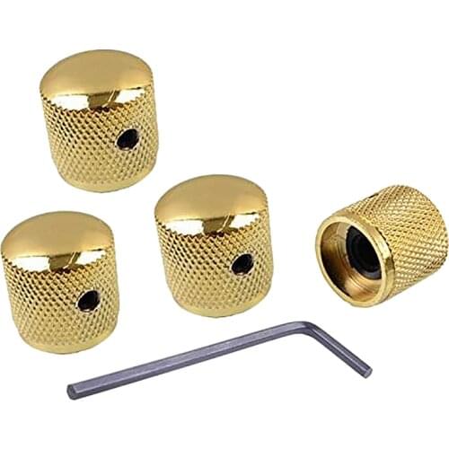 4Pcs Metal Volume Tone Dome Tone Guitar Speed Control Knobs with Screws for Fender Strat Telecaster Gibson Les Paul Electric Gui