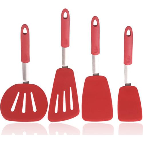 4-piece silicone spatula stainless steel flexible frying spatula steak spatula Spatula innovative kitchen set