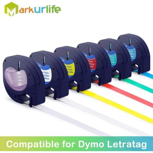 Compatible for DYMO LetraTag label Tape 91200 91201 91202 91203 91204 91205 12267 LT Mix Color 12mm*4m for DYMO Label Printer