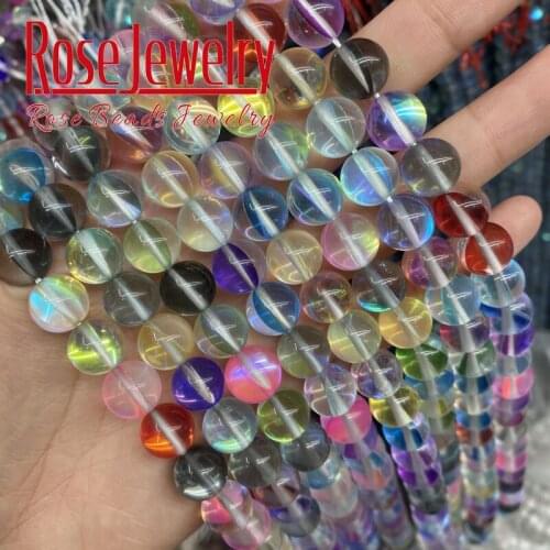 A+ Colorful Frosted Austrian Crystal Round Beads for Jewelry Making 15"Strand 6mm 8mm 10mm Glitter MoonStone Beads Diy Bracelet