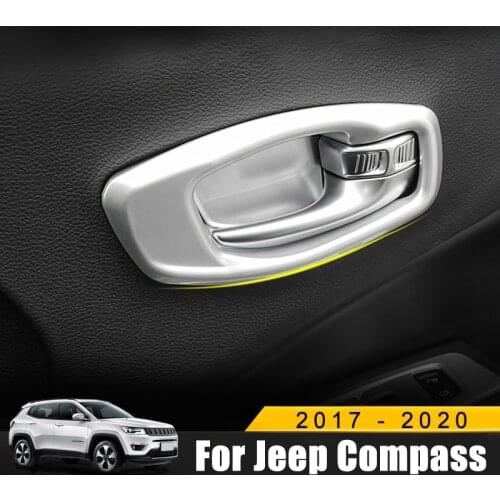 ABS Chrome Carbon Inner Door Handle Bowl Cover Trim Frame Car Styling Protector Sticker Fit For Jeep Compass 2017 2018 2019 2020