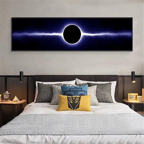 Abstract Painting on Canvas Large Size Moon Black Painting Bedroom Living Room Decoration Space Light Rays Solar Eclipse Posters