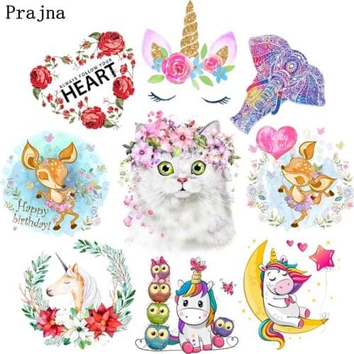 Unicorn Cat Deer Applique For Clothes Iron-On Transfer For Clothing Stickers Cute Animal Thermal Heat Transfer For Babys Clothes