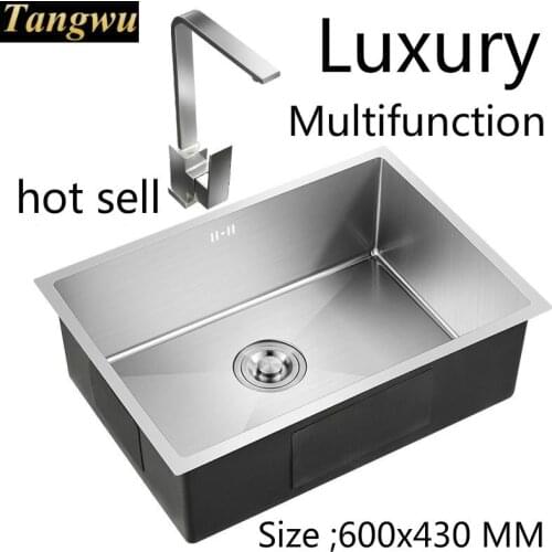 Free shipping Apartment multifunction kitchen manual sink single trough do the dishes 304 stainless steel hot sell 600x430 MM