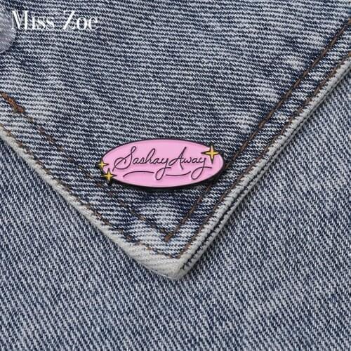 Pink Simple Enamel pin RuPauls Drag Race Brooch Bag Clothes Lapel Pin Sasha Away Badge Cartoon Jewelry Gift For Fans