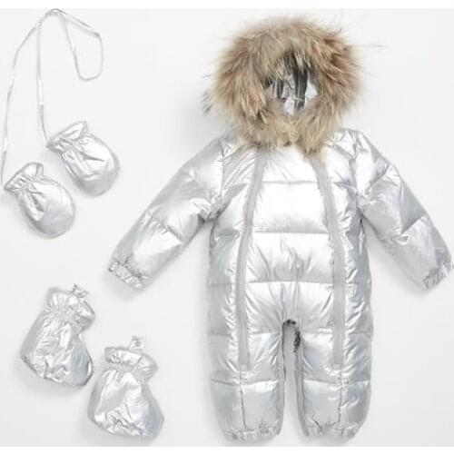 Childrens down jumpsuit winter boys and girls ski thick clothing