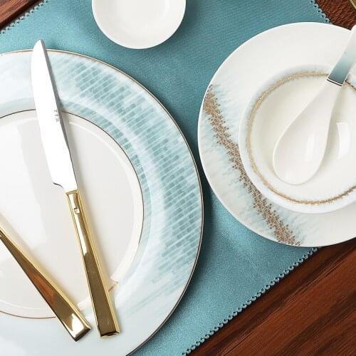 Elegant Nordic Plate Sets Household Light Luxury Ceramic Dinner Plate Sets Dessert Snack Borden Servies Kitchen Supplies DK50PS