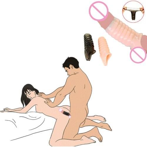 Sex Toys For 18+ Men Penis Extender Sleeve Reusable Condoms Silicone Dick Enlargement Cock Ring Erection Erotic Penis Ring BDSM