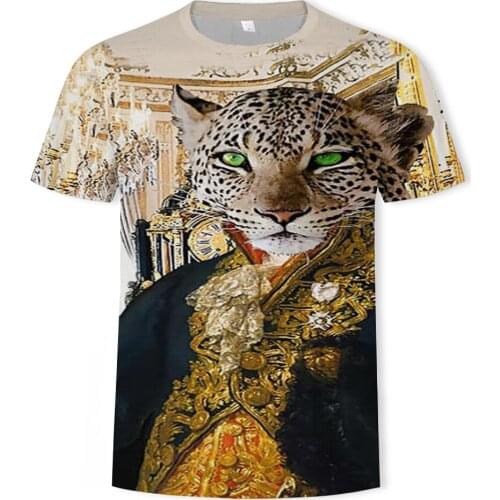 2021 Summer Hot Sale Mens 3DT Shirt Animal World Lion Tiger Pattern Cool Number Pattern Trendy Fashion T-shirt