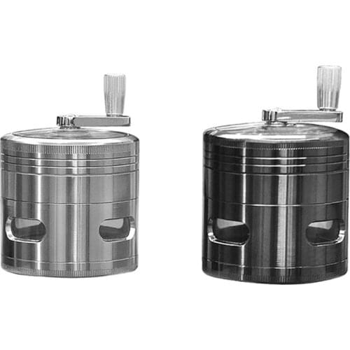 Herb Spice Grinder 4 Piece 2.48 Inch Grinders Hand Crank Zinc Alloy Grinder for Herb with Clear Top and Windows