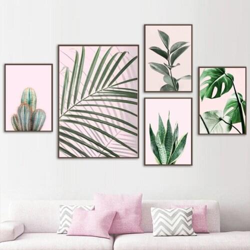 Cactus Sunflower Monstera Ficus Leaves Wall Art Canvas Painting Nordic Posters And Prints Wall Pictures For Living Room Decor