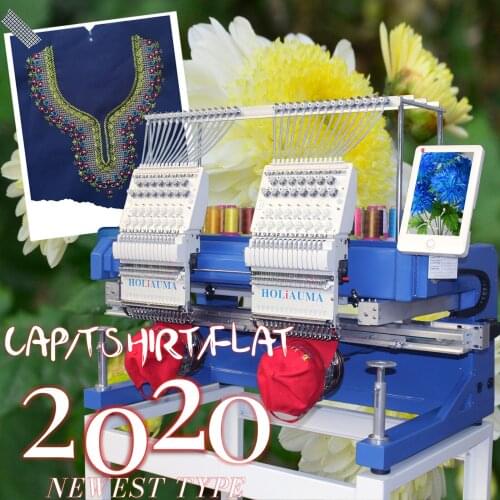 China 10 years service ! Top sale HOLiAUMA 2 head 15 colors computer embroidery machine hat/t-shirt/flat made in China