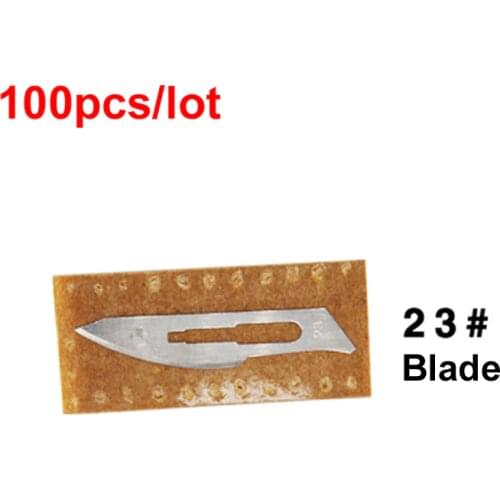 100pcs 23# Blade Surgery Scalpel Opening Repair Tools Knife for Disposable Sterile/Mobile Phone/Beauty/DIY/ PCB Circuit board