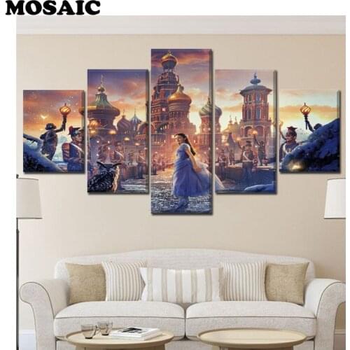 DIY Diamond Painting Cross Stitch Kit Full square Diamond Embroidery icons 5d Diamond Mosaic Home Decor Fantasy castle 5pcs