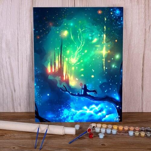 Scenery The Magic Painting By Numbers Package Acrylic Paints 40*50 Canvas Painting Decorative Paintings For Handiwork