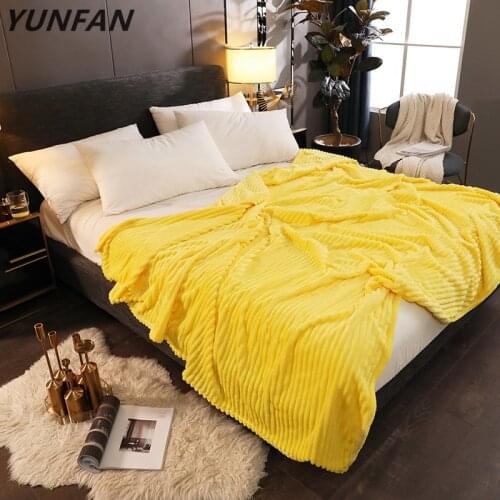 Solid yellow blankets quilts twin full queen king fashion blankets soft Throw Flannel blankets on Bed/car/sofa comfortable rugs