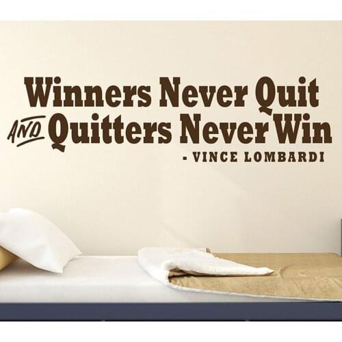 Winners Never Quit and Quitters Never Win Sports Quote Wall Decal home decor vinyl Wall sticker Sport Decals for Boys Rooms G409