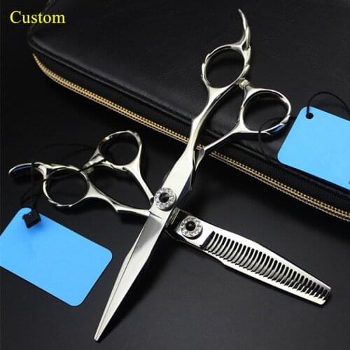 Custom name professional japan steel 6 inch cut hair scissors cutting makas barber salon thinning shears hairdressing scissors