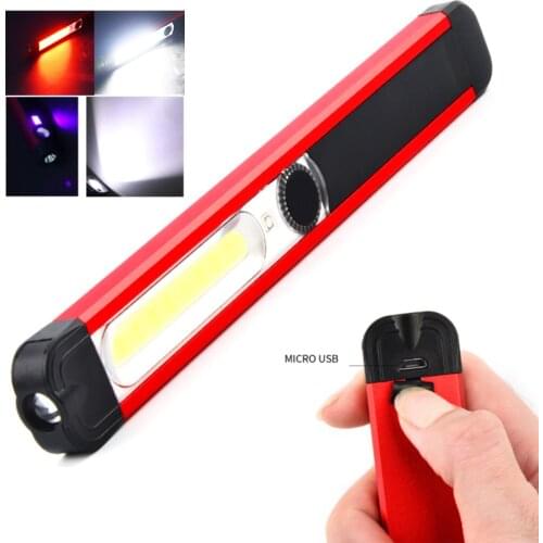 Professional COB Handheld Flashlight White UV LED Inspection Lamp USB Rechargeable Work Light Waterproof Camping Tent Lantern