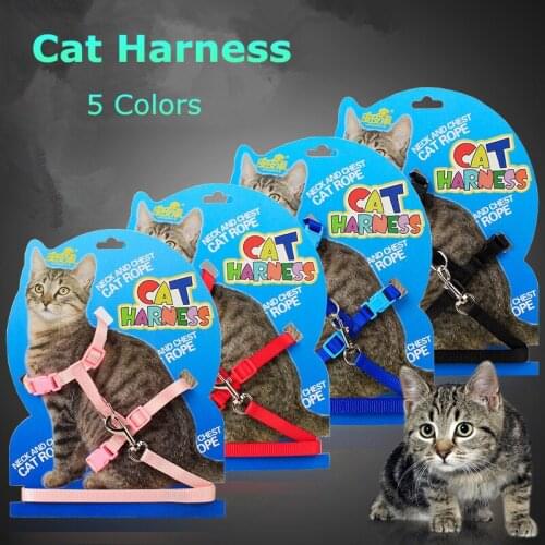 Adjustable Nylon Cat Harness And Leash Set Pet Products For Animals Dog Traction Harness Belt Cat Kitten Halter Cat Collar