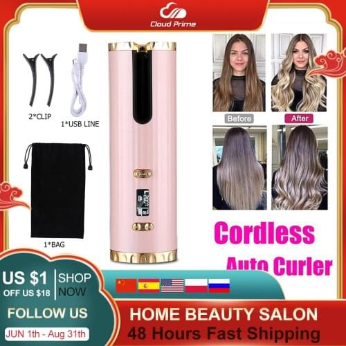 LCD Automatic Hair Curler Rotating Curling Iron Ceramic Professional Heating Hair Stick Portable Air Spin Curl For All Hair Type