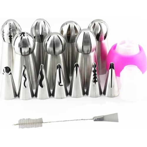 SHENHONG 17Pcs Russian Spherical Ball Icing Piping Nozzles Korean Style Pastry Tips Stainless Steel Cake Dessert Decorating Tool