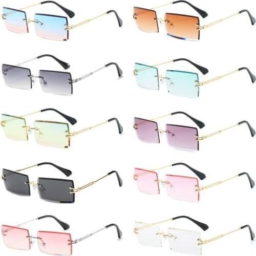 Luxury Frameless Cut Square Sunglasses Men Women Gradient Fashion Sunglasses Lunettes De Soleil Pour Femmes Dropshipping