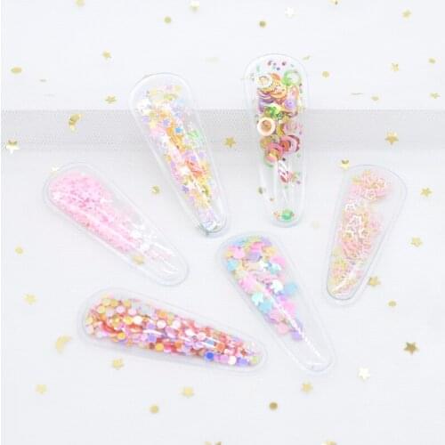 12Pcs 6CM Filling Multiple Styles Sequin Applique Hair BB Clips for DIY Cake Topper Mobile Phone Sticker Hat Headwear Decor H06