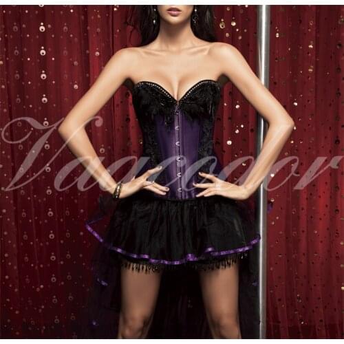 Women Wedding Burlesque Dancer Halloween Sexy Underbust Bustier Corset Lingerie 1342 purple one size S-M