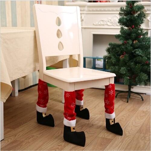 1PC Santa Claus Leg Chair Foot Covers LovelyTable Decor Christmas Decorations Home Natal Navidad New Year