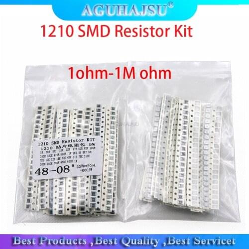 1210 SMD Resistor Kit Assorted Kit 1ohm-1M ohm 5% 33valuesX 20PCS=660PCS DIY Kit