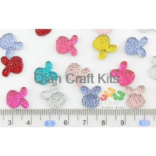 150pcs Mini Petite Lovely Mix Colors Crystal Bling Studded Gem Rhinestone Rabbit Bunny Cabochons For Hair Pin accessories