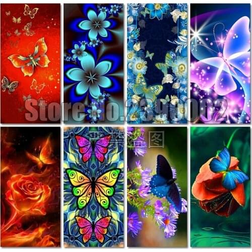 Diamond Embroidery 5D DIY Diamond Painting Floral of Butterflies Cartoon Painting Cross Stitch Rhinestone Mosaic Decor Gift