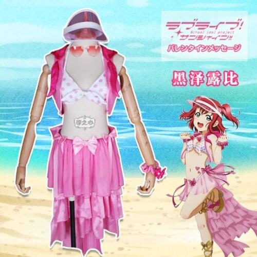 Anime Cosplay 2019 Lovelive Sunshine Aqours Kurosawa Ruby Bikini SIC12 swimsuit swimwear Summer Cosplay costume A