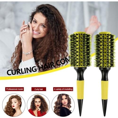 6 Sizes Anti Static Boar Bristle Hair Round Brush Hairdresser Styling Tools Teasing Brush For Hair Curly Comb Hair Brush