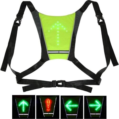 Safety Reflective Bike Vest With Wireless Remote Turn Signal LED Lamp Warning Bicycle Clothing Night Running Cycling Vest