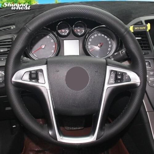 Shining wheat Black Leather Car Steering Wheel Cover for Buick Lacrosse 2009-2012 Chevrolet Equinox 2010-2016
