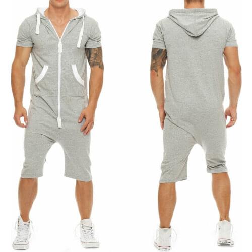 Sleeve Pant One-Piece Suits Playsuits Romper New Fashion High Street Wear HOT Selling Men Cotton Baggy Short